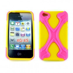 iPhone 4 4S X Case (Pink-Yellow)